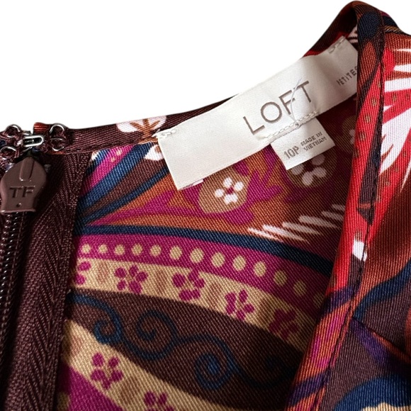 Loft Petite Paisley Shoulder Button Flounce Dress - Picture 6 of 7